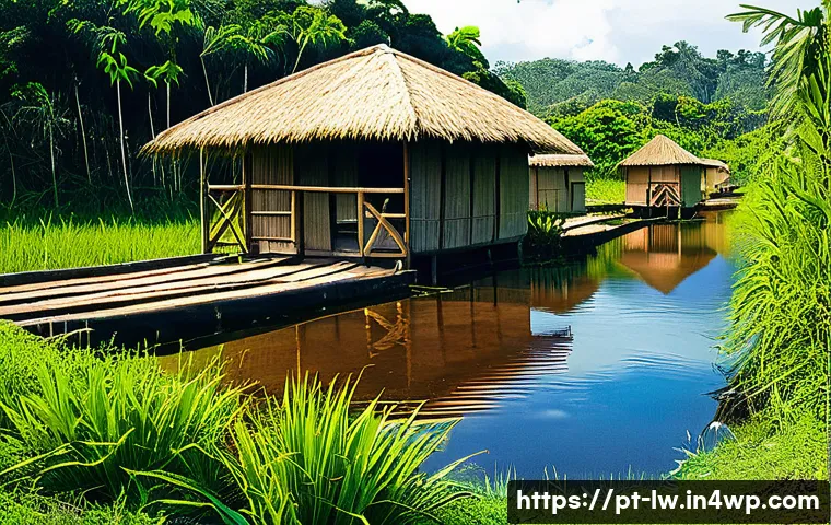 자연형 물 정화 시스템의 설치 및 운영 비용 절감 전략 - A vibrant community water purification system in a rural Brazilian Northeast setting, featuring nati...
