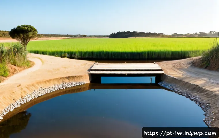 Home 17 자연형 물 정화 시스템의 물리적 구조 이해 - Photorealistic wide view of a natural constructed wetland water purification system in a Portuguese ...